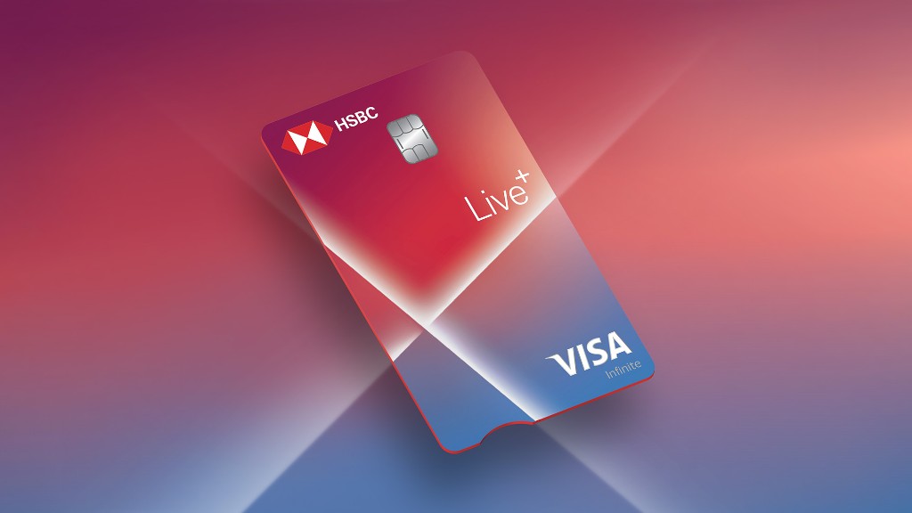 HSBC Live+ Visa Infinite credit card with red-to-blue gradient design