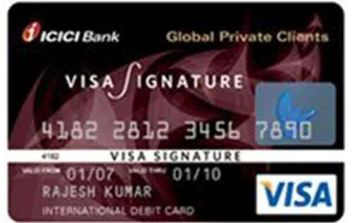 Sample Visa Signature card face: ICICI Bank Visa Signature